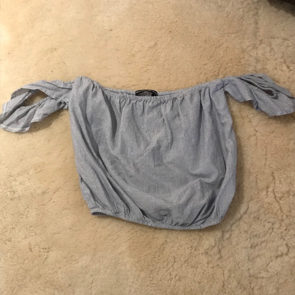 Striped off the shoulder sleeved top